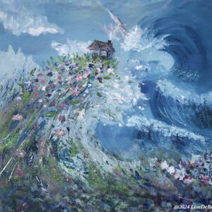 Peinture acrylique intitulée "Une Vague de JOIE", œuvre originale de LiseDeBruges, artiste peintre en Bourgogne-Franche-Comté Que la joie envahisse votre maison !